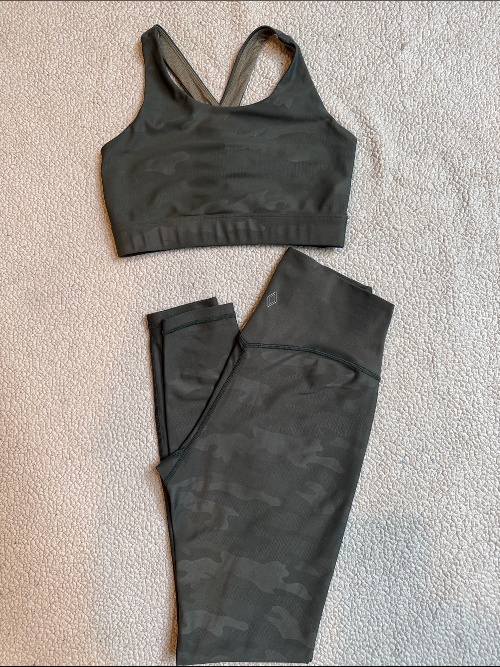 Dark Olive Camo Sports Bra & Leggings Set